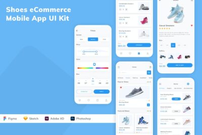 鞋类电商移动应用UI套件 (SKETCH,FIG,XD,PSD)