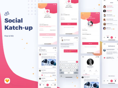 social Katch-up社交app ui .sketch素材下载