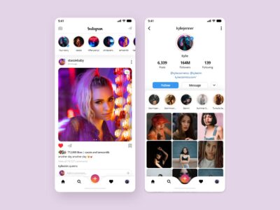 Instagram 首页 用户页UI redesign .xd素材下载