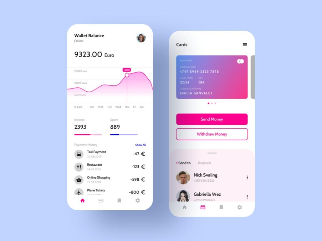 钱包app dashboard ui .sketch .fig .xd素材下载