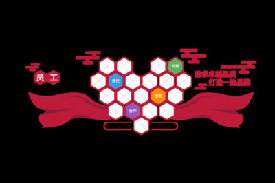 红色大气员工风采企业文化墙.AI