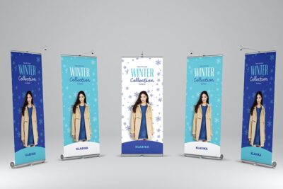 冬季风格的易拉宝模板 Winter Fashion Roll-Up Banner 1