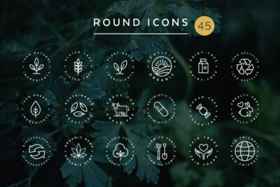 环保logo设计素材 Eco-Friendly Icon & Logo Bundle