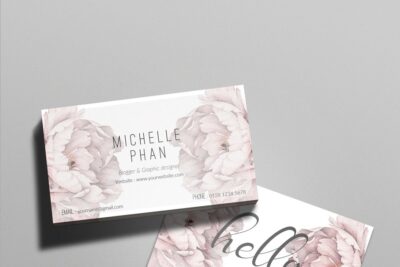 优雅月季名片模板 Elegant peony business card template