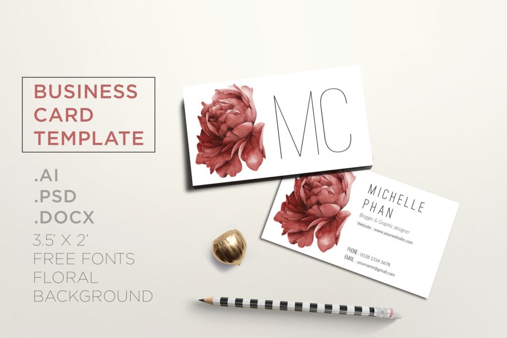 花卉商业名片模板 Floral business card