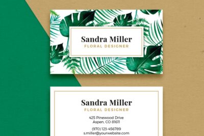 水彩绿植名片模板 Watercolor Leaves – Business Card