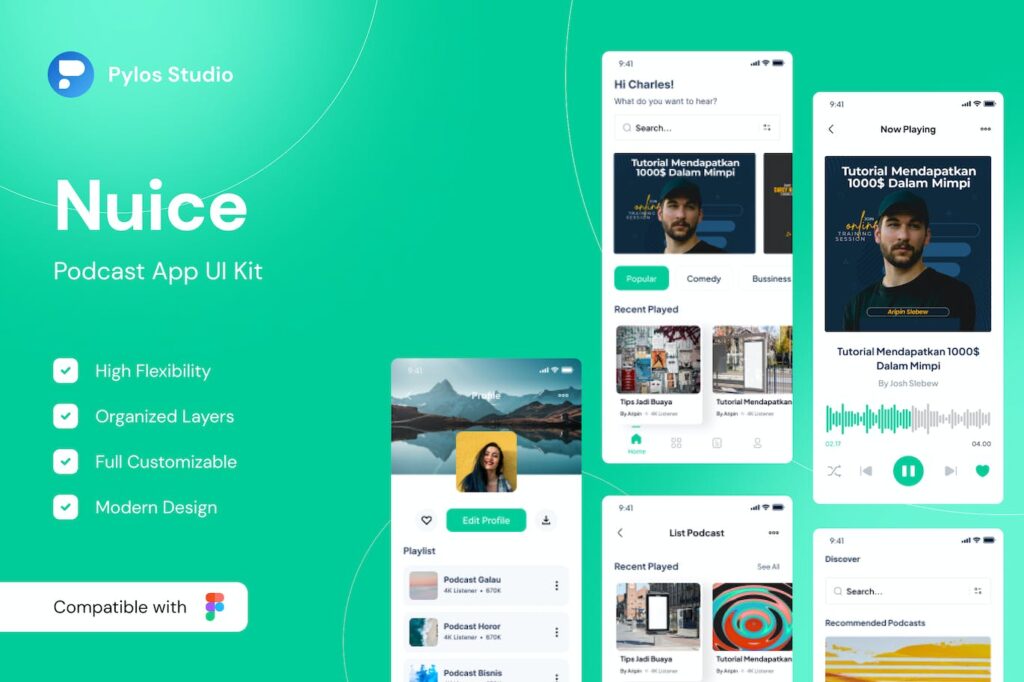 Nuice-播客应用APP UI KIT (FIG)