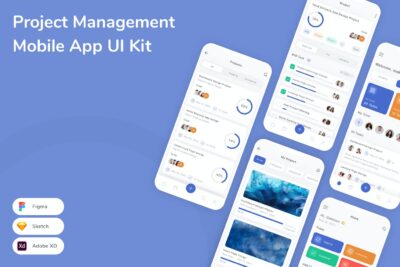 项目管理移动应用APP UI KIT (SKETCH,FIG,XD)