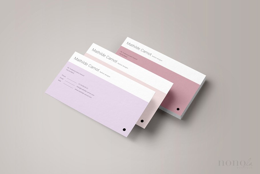 3张粉彩名片模板 3 Pastel Business Cards • Mathilde