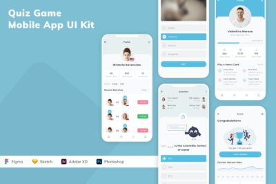 测验游戏手机应用APP UI KIT (SKETCH,FIG,XD,PSD)