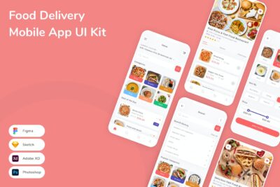 食品配送移动应用APP UI KIT (FIG,PSD,SKETCH,XD)