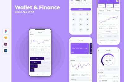 钱包和金融移动应用APP UI KIT (SKETCH,FIG,XD,PSD)