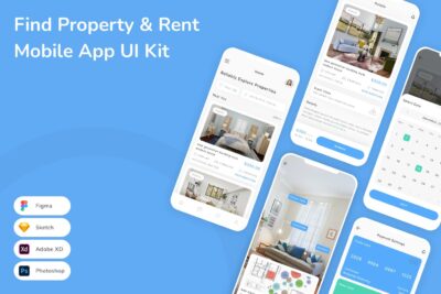 物业房屋查找与租赁 App UI Kit (FIG,PSD,SKETCH,XD)