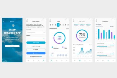 睡眠跟踪器、睡眠与健康跟踪应用APP UI KIT (FIG,SKETCH,PSD,XD)