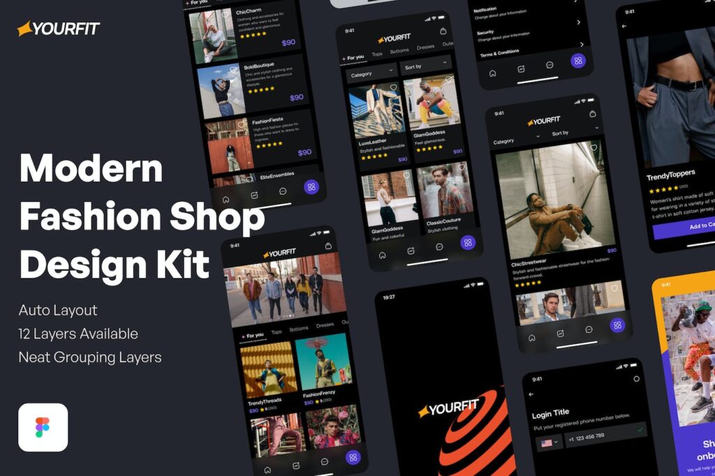 现代时尚商店电商APP设计APP UI KIT (FIG)