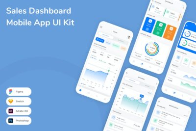 销售仪表板移动应用App UI Kit (SKETCH,FIG,XD,PSD)