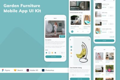 花园家具移动应用APP UI KIT (SKETCH,FIG,XD,PSD)