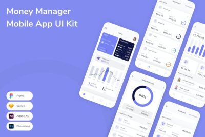 理财手机应用App UI Kit (SKETCH,FIG,XD,PSD)