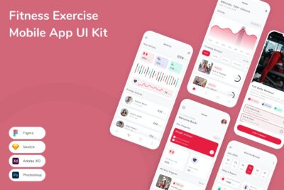 健身运动手机应用APP UI KIT (SKETCH,FIG,XD,PSD)