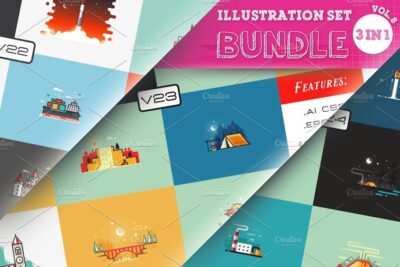 建筑插画图片 Vector Illustrations Bundle