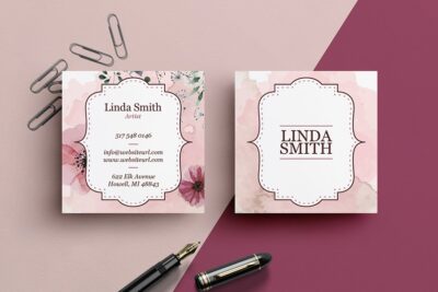 时尚方框商业名片 Square Business Card – Floral