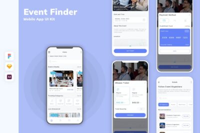 事件查找器移动应用APP UI KIT (SKETCH,FIG,XD)