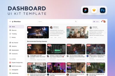 视频流平台UI套件 (FIG,PDF,PNG,PSD,SKETCH)