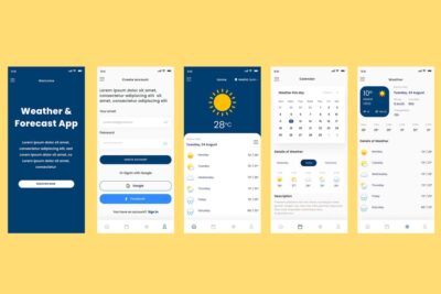 天气、气候统计和预测APP UI KIT (FIG,SKETCH,XD,PSD)