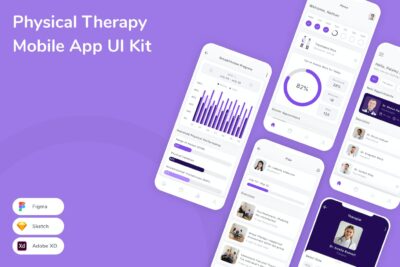 理疗移动应用App UI Kit (SKETCH,FIG,XD)