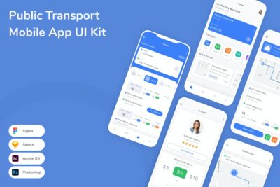 公共交通移动应用APP UI KIT (FIG,PSD,SKETCH,XD)