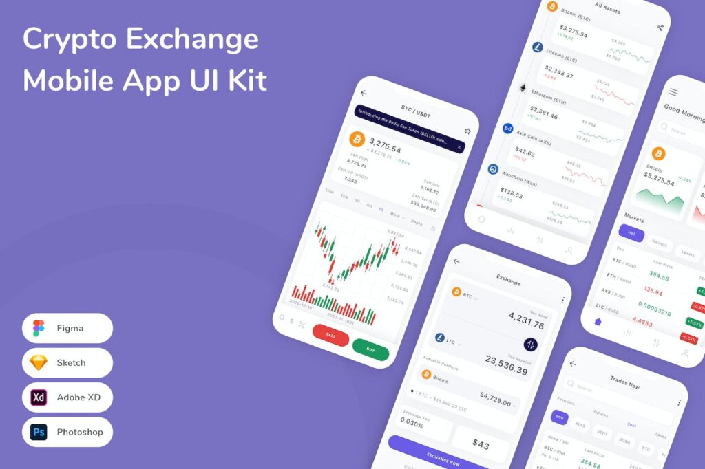 证券交易所移动应用APP UI KIT (SKETCH,FIG,XD,PSD)