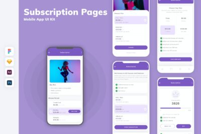下单订阅页面移动应用UI工具包 (SKETCH,FIG,XD,PSD)