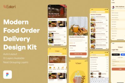 现代食品订单配送设计套件APP UI KIT (FIG)