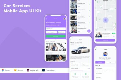 汽车服务移动应用APP UI KIT (SKETCH,FIG,XD,PSD)