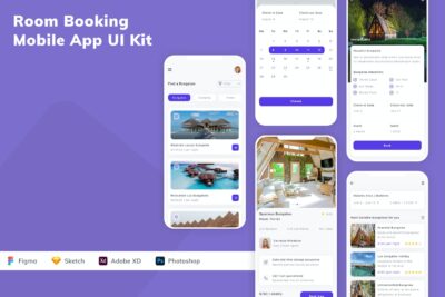 酒店客房预订移动应用APP UI KIT (FIG,SKETCH,XD,PSD)