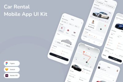 租车移动应用 UI 套件 (SKETCH,FIG,XD)