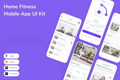 家庭健身移动应用App UI Kit (FIG,PSD,SKETCH,XD)