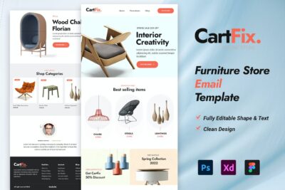 家具商店电子邮件模板 (XD,FIG,PSD)
