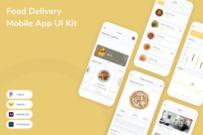 食品配送移动应用APP UI KIT (FIG,PSD,SKETCH,XD)