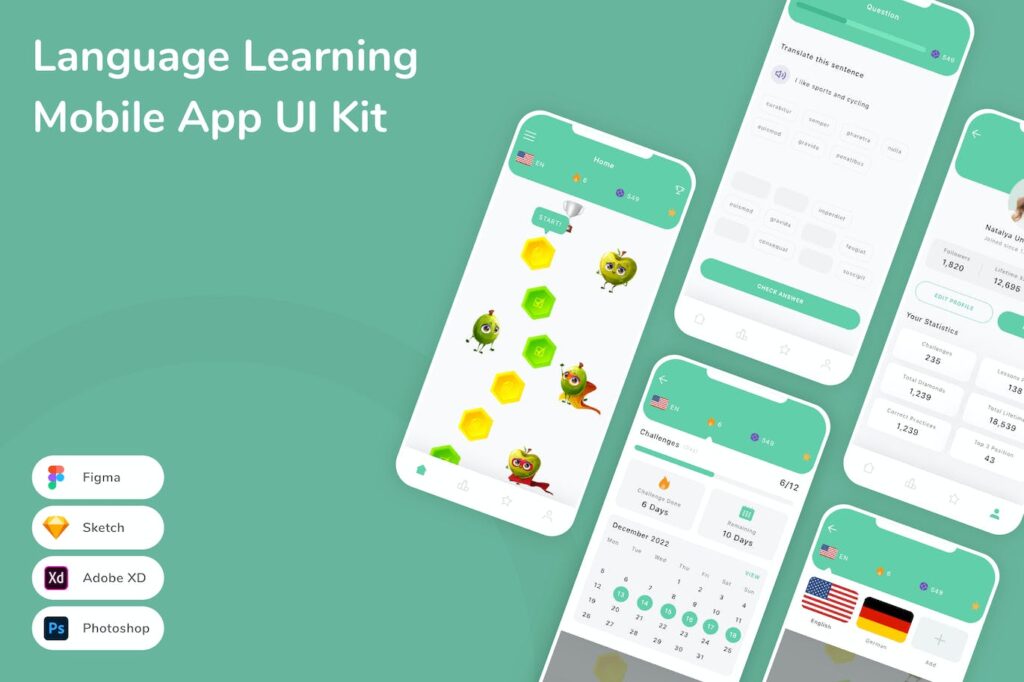 语言学习移动应用APP UI KIT