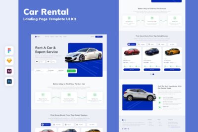 租车网站首页着陆页网站UI模版下载 (FIG,PSD,SKETCH,XD)