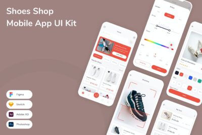 鞋子电商移动应用APP UI KIT (FIG,PSD,SKETCH,XD)