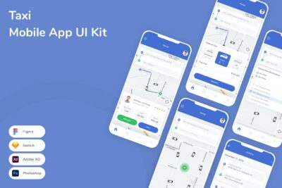 出租车移动应用APP UI KIT (FIG,PSD,SKETCH,XD)