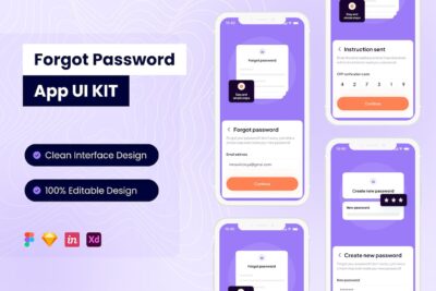 忘记密码移动应用APP UI KIT (FIG,SKETCH,XD)