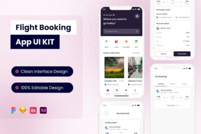 航班预订手机应用APP UI KIT (FIG,SKETCH,XD)