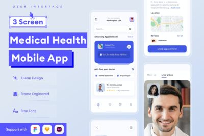 医疗健康移动应用APP UI KIT (FIG,XD,SKETCH)
