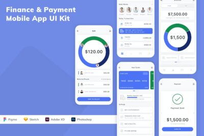 金融和支付移动应用APP UI KIT (FIG,PSD,SKETCH,XD)