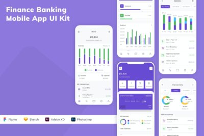 金融银行手机应用APP UI KIT (SKETCH,FIG,XD,PSD)