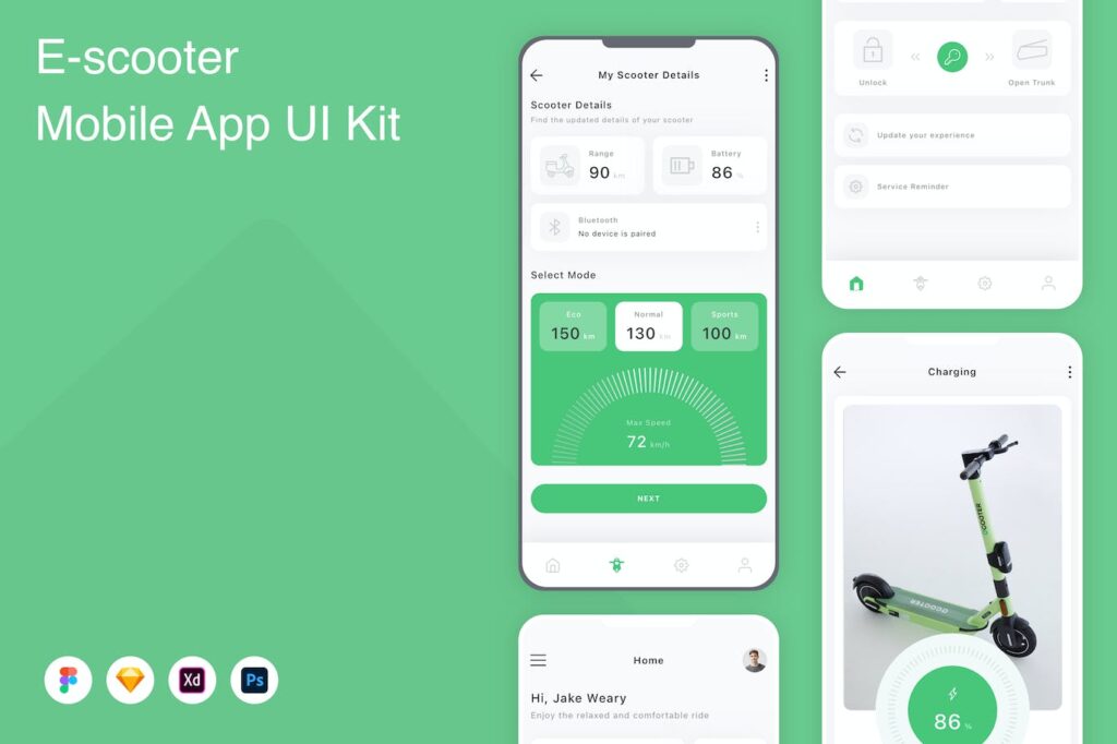 电动滑板车移动应用APP UI KIT