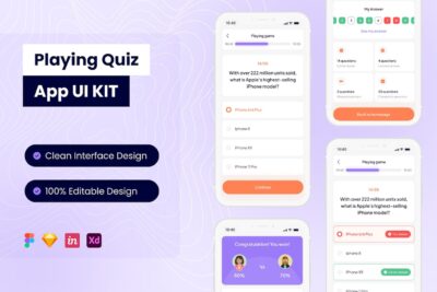 玩测验手机应用APP UI KIT (FIG,SKETCH,XD)